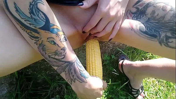 XXX Lucy Ravenblood fucking pussy with corn in public verse clips