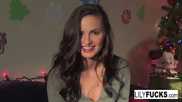 XXX Lily tells us her horny Christmas wishes before satisfying herself in both holes fresh Clips